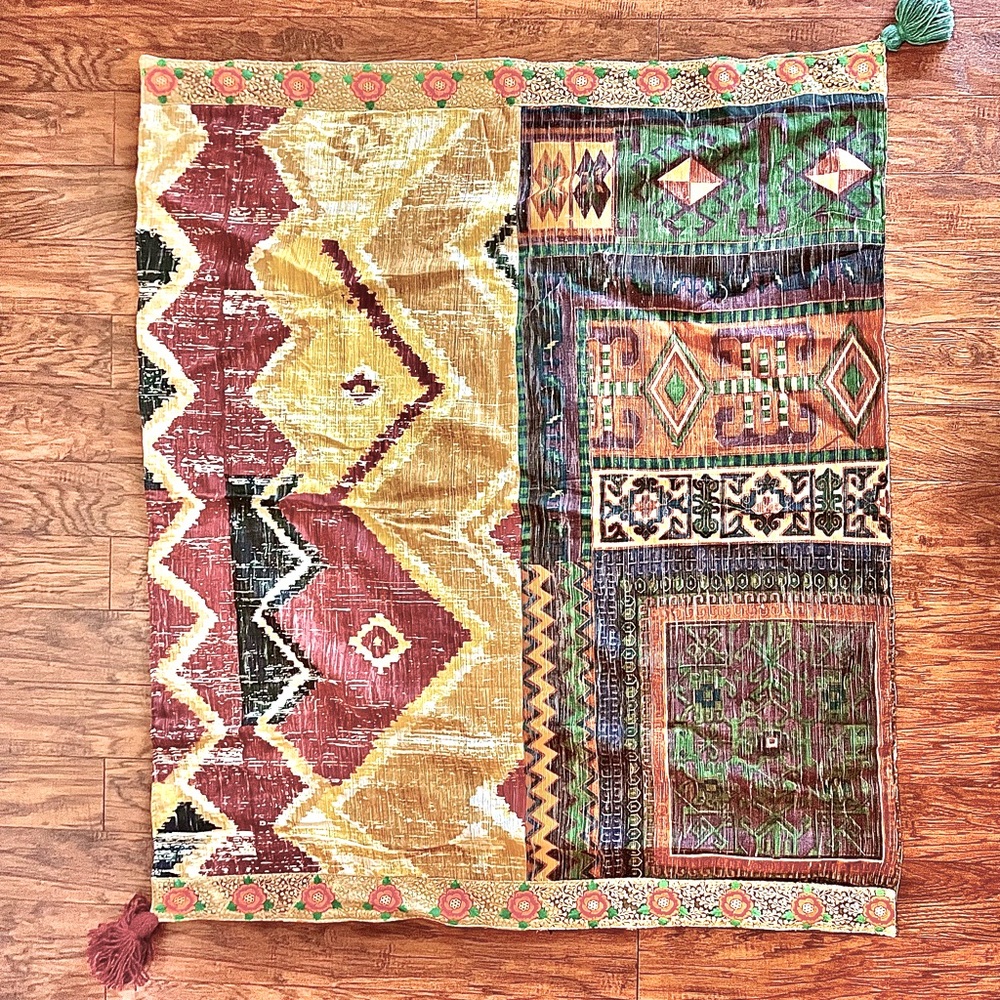 Karma Living throw/thick tapestry-stunning with rugged/worn look NWOT